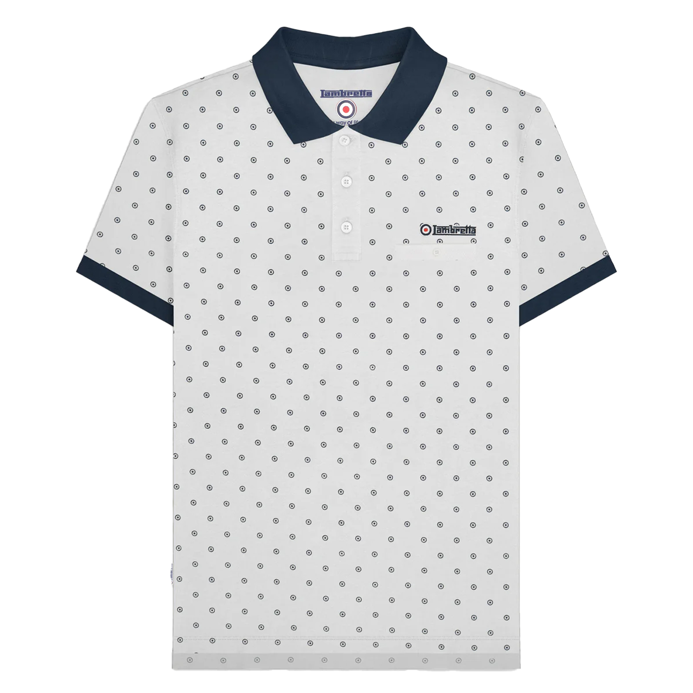 Lambretta - "AW24" Poloshirt für Herren (Weiß/Marineblau) Image