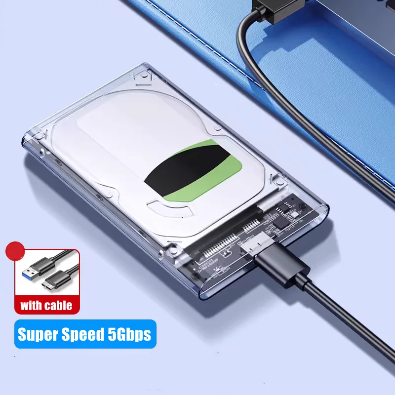 Boîtier de disque dur USB/Type C vers SATA ultra rapide – UASP 5 Gbit/s, Compatible avec disque dur/SSD 2,5 pouces pour ordinateurs portables PC Mac et ordinateurs de bureau