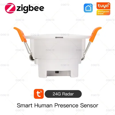 Tuya ZigBee 24G MmWave Radar Human Presence Sensor Luminance/Distance Small Motion Detection More Accurate Ceiling Mount Sensor
