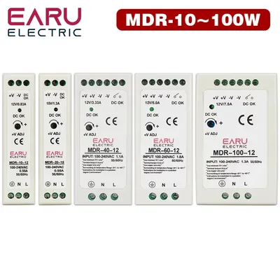 Industrial Mini AC DC Din Rail Power Supply Switch MDR-10W 20W 40W 60W 100W Single Output Switching