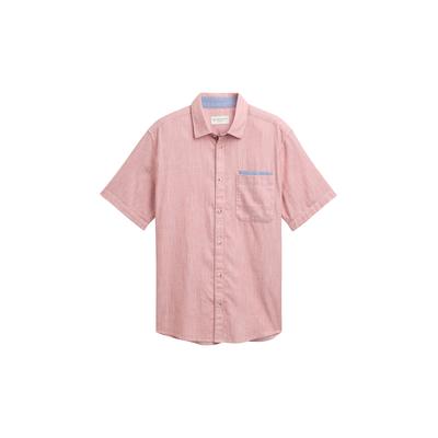 TOM TAILOR Herren Regular Fit Kurzarmhemd aus Baumwolle, rot, Meliert, Gr. XXXL Image