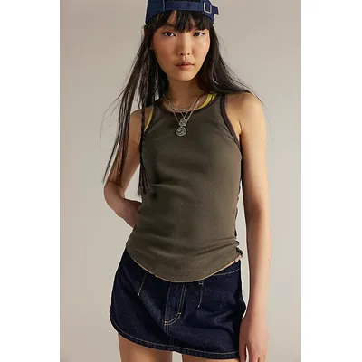 We The Free Only 1 Solid Ringer Tank Top at Free People in Army Combo, Size: XS