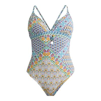 Jessica Simpson Swim | Jessica Simpson Womens Ladies Print Plunge V-Neck 1-Pc Swim Bathing Suit Sz Xl | Color: Red | Size: Xl