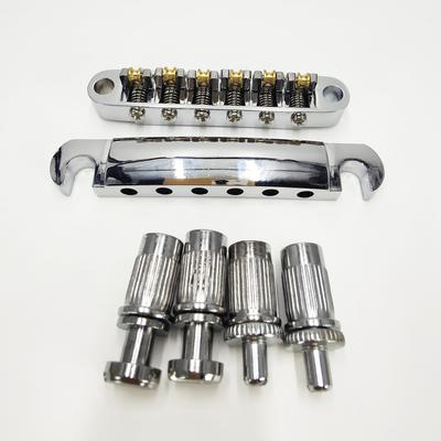 TEMU Lp Roller Bridge Electric Guitar Adjustable Upper + Lower Chord Bridge Set Pull Chord Plate Lp Electric Guitar Upper And Lower Chord Pillow Electric Guitar Accessories Golden And Silvery Black Image