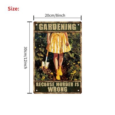 "TEMU 1pc Webeedy "gardening Murder Is " Humorous Metal Tin Sign - Vintage- Decor, Retro Wall Art For Outdoor Spaces, Durable Iron Construction, Easy To Hang, Outdoor Garden Decor" Image