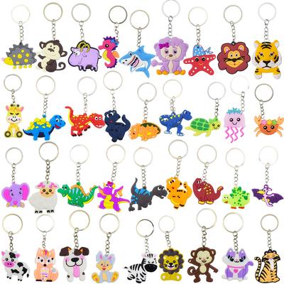 TEMU 36pcs Cartoon Animal Keychains, Ocean Animals, Jungle Animals, Dinosaurs, Mixed And Non-duplicate, For Party Gifts And Backpack Decoration Image