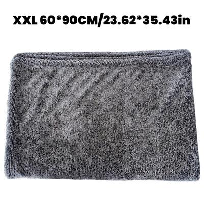 TEMU Xxl Microfiber Car Drying Towel - , High Absorbency, 1400 Gsm, Twisted , Double-sided, Streak-free Detailing - 1pc Image