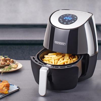TEMU Monzanau00ae Hot Air Fryer Digital Led Touch Display 3.6l Oil-free Fat 6 Programs Coated Fryer Basket Air Fryer Oven Black