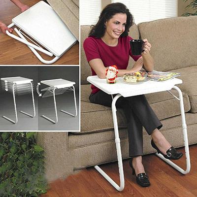 TEMU Adjustable Tv Tray Folding Dinner, Adjustable Folding Table, Portable Folding Table, Metal Tv Dinner Table, Adjustable Bed Sofa Lap Tray Folding Desk, Image