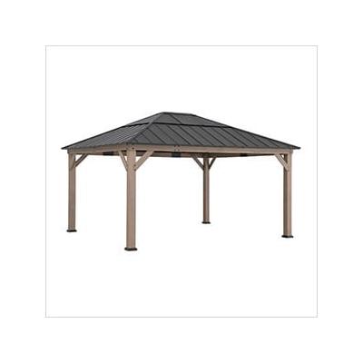 Sunjoy Group 13 x 15 Wooden Hardtop Gazebo with Polycarbonate Hip Roof