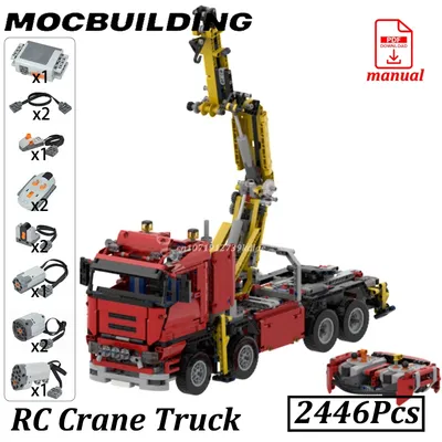 RC Kran LKW Fernbedienung MOC Baustein Ziegel Schweres Auto mit Motoren Fahrzeuge Technologie Image