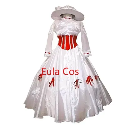 Mary Poppins Costume Adult Size Dress with Hat Cosplay Costume Halloween For Women Image