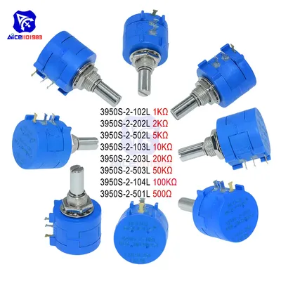Diymore Wirewound Potentiometer 3590S 500R 1K 2K 5K 10K 20K 50K 100K ohm 10-Schaltet Linear Rotary Image