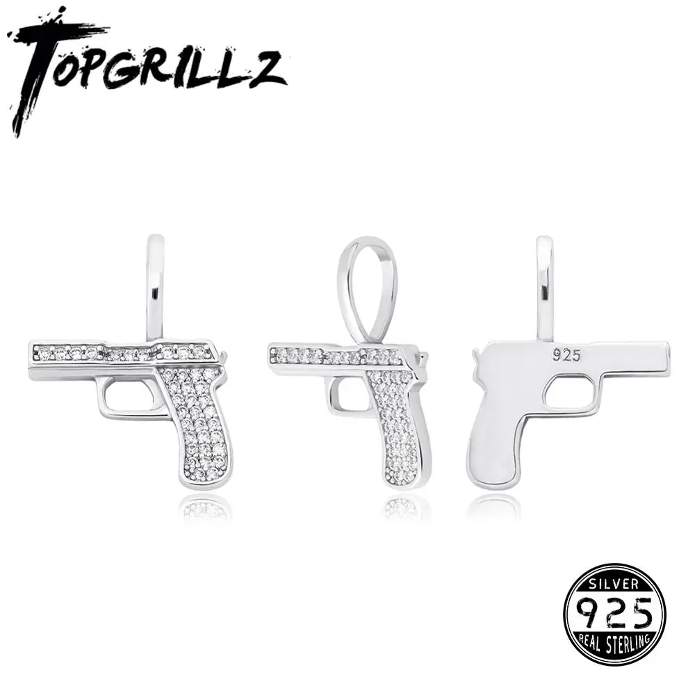 TOPGRILLZ 925 Sterling Silber Neue Pistole Anhänger Hohe Qualität Iced Out Zirkonia Anhänger Hip Hop Mode Zarte Schmuck Geschenk
