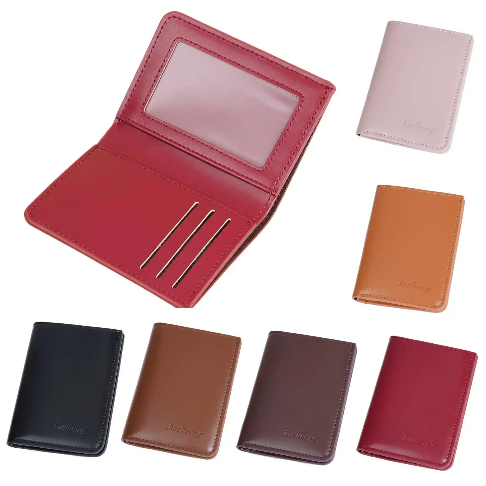 Neue Unisex-Brieftasche für Herren und Damen, einfache und dünne PU-Lederclip-Karten halter mit mehreren Steckplätzen Image