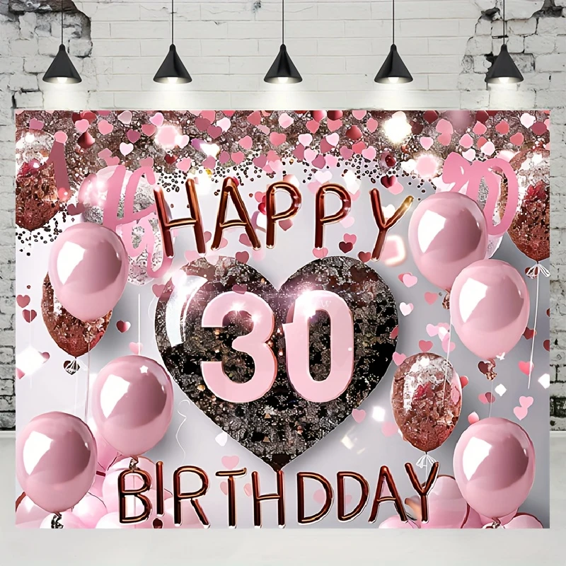 Alles Gute zum 30. Geburtstag, Banner, Hintergrunddekoration, Roségold, 30-jährige weibliche Kristallhintergrund, Fotografie-Party Image