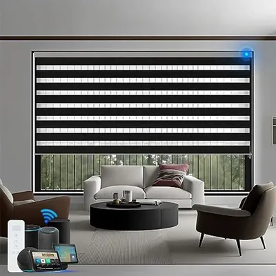 Custom Made Motorized Window Blinds Blackout Zebra Shades Dual Stripe Curtains Day and Night Roller Shutters for Russia UK