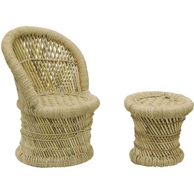 Sessel und Hocker für Kinder aus Schilf (2er-Set) Image