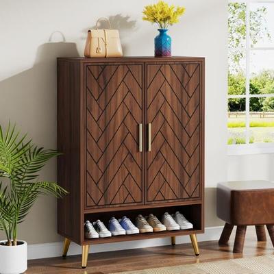 Tribesigns - Schuhschrank mit 2 Türen, 75x 37x 110cm, Schuhkipper schmal,7-stöckig Schuhregal für Image
