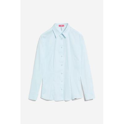 Hemdbluse CINQUE "CIBRAVO", Damen, Gr. 38, blau (hellblau), Web, Obermaterial: 73% Baumwolle, 24% Polyamid, 3% Elasthan, unifarben, casual, klassisch normal, Rundhals, Langarm eingesetzt gerader Abschluss, Blusen, Mit Markenlabelplättchen am Saum Image