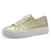 Plateausneaker TAMARIS, Damen, Gr. 38, gold (goldfarben), Textil, unifarben, glänzend, beschichtet, sportlich, Schuhe, Freizeitschuh, Halbschuh, Schnürschuh mit Logo an der Ferse