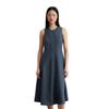 Midikleid MARC O'POLO "in A-Linie geschnitten", Damen, Gr. 32, Normalgrößen, muted blau, Obermaterial: 100% Leinen; Futter: 100% Baumwolle, unifarben, figurbetont lang, Rundhals, ohne Ärmel, Kleider