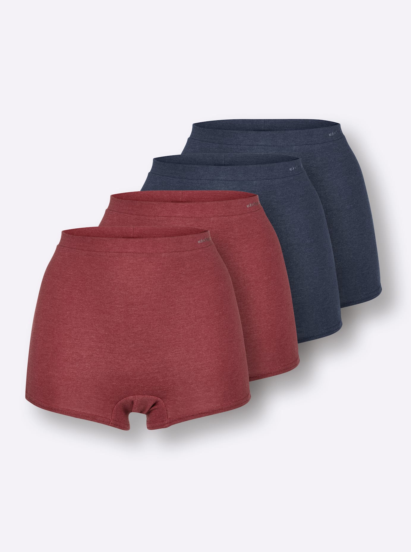 Panty WÄSCHEPUR, Damen, Gr. 48, 4 Stk., bunt (2x marine, meliert, 2x dunkelrot, meliert), 95% Baumwolle, 5% Elasthan, 5% Elasthan, 38% Polyester, 57% Baumwolle, Meliert:5% Elasthan, 11% Polyester, 84% Baumwolle, Uni:5% Elasthan, 95% Baumwolle,...