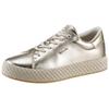 Plateausneaker TAMARIS, Damen, Gr. 38, gold (goldfarben), Lederimitat, unifarben, glänzend, sportlich, Schuhe, Freizeitschuh, Halbschuh, Schnürschuh mit Textilkordel am Plateau