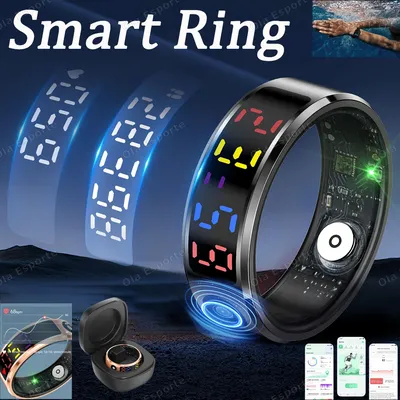 Smart Ring 2025 LED color Display Screen Health Monitor IP68 Waterproof Multi-sport Modes Bluetooth