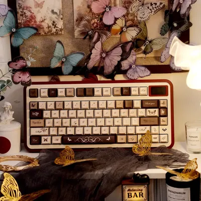 142 Keys French Romance Butterfly Dream Keycaps Cherry Profile PBT Dye Sublimation Keycap For Games