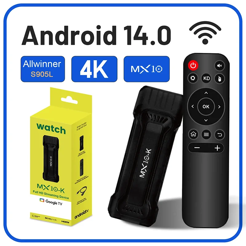 MX10-K Global Android TV Stick Google TV Dual Wifi 4K 4K Lettore multimediale Telecomando a infrarossi Fire Stick Android 14 TV a Smart TV