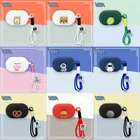 Per SoundPEATS PearlClip Pro Custodia per auricolari in silicone Cute Cat Auricolari Custodia protettiva morbida per cuffie Pelle per cuffie con corda a mano