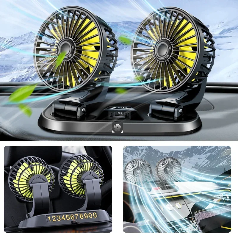 Voiture 5V 12V 24V ventilateur de refroidissement ventilateur de voiture double tête Usb ventilateur de voiture 2 vitesses réglable Auto refroidisseur ventilateur d