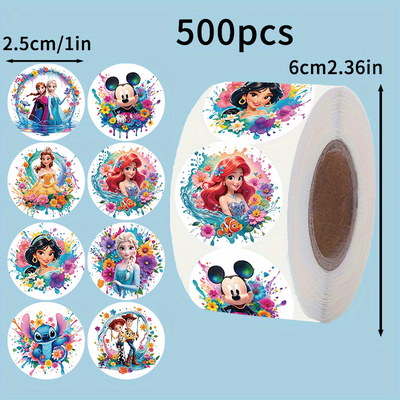 TEMU 500pcs Cartoon Stickers And Anna Mouse Jasmine Stitch Cowboy Beautiful Flowers Holiday Gift Sealing Stickers Seals And Stickers Label Paper Roll Stickers Gift Bag Stickers Back To Gifts Image
