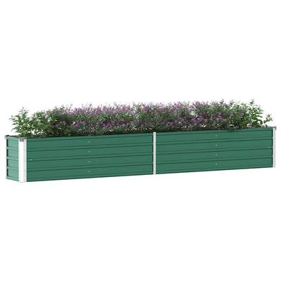 TEMU Galvanized Steel Garden Raised Bed, 320x40x45cm, Green - Modern Rectangular Design With Purple Flower Accents For Outdoor & Indoor Use, Raised Garden Bed Image