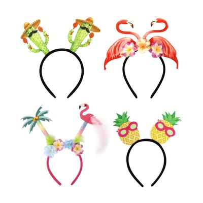 TEMU 4pcs Hawaiian Party Favors, Hawaiian Headdress, Flamingo , Beach Accessories Image