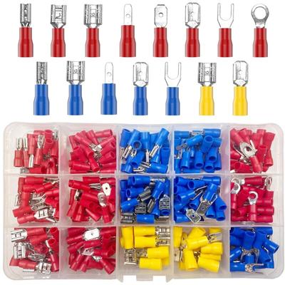 Aougo - 280 Stück 15 Arten elektrische Crimpklemmen, elektrische Crimpverbinder mit Isolierbuchsen, Image