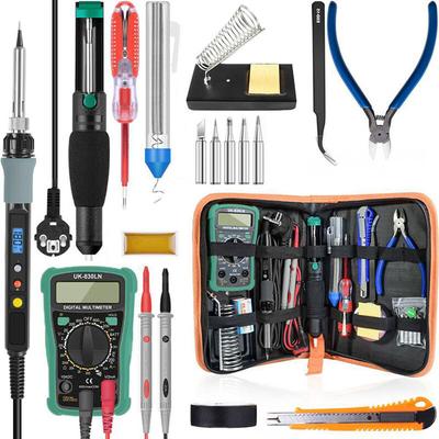 80W Digital 100-480℃ Temperatur einstellbarer Lötkolbensatz Elektrisches Multimeter Entlötpumpe Image