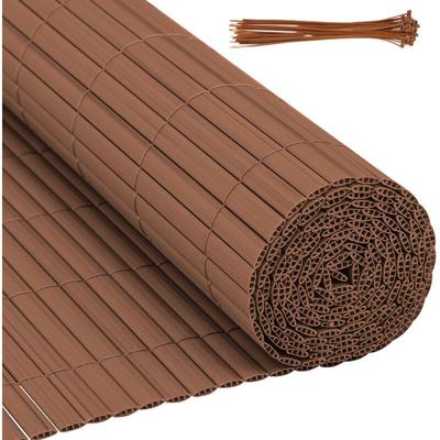 Canisse en pvc double face,90% d'occultation,Marron,H.140 cm x L.400 cm - Swanew Image