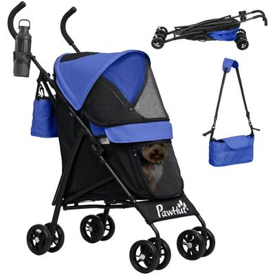 Hundewagen Hundebuggy klappbar für Hunde & Katzen Katzenbuggy mit Netzfenstern, Schultergurt, Image