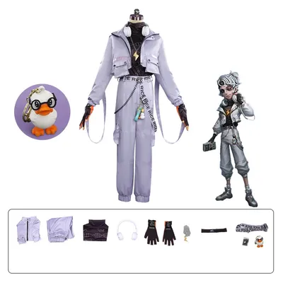 Spiel Identität V Cosplay Luca Balsa Kostüm Gelbe Ente Uniform Mantel Headset Perücke Halloween Party Anime Gefangene Rolle Spielen Outfit Image
