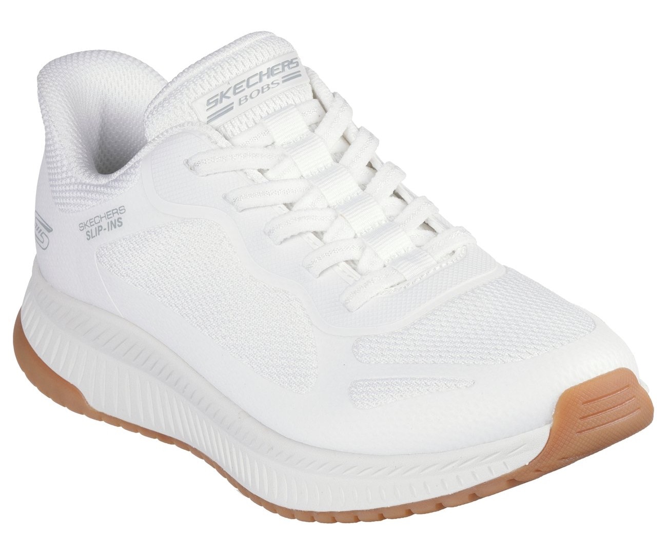 Slip-On Sneaker SKECHERS "BOBS SQUAD 4", Damen, Gr. 36, weiß, Mesh, Synthetik, Schuhe, Slipper, Freizeitschuh, Halbschuh mit Memory Foam