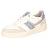 Sneaker MUSTANG SHOES, Damen, Gr. 42, sanftes weiß, jeansblau, beige, Lederimitat, kontrastfarbene Details, casual, Schuhe, Retro Sneaker, Schnürschuh in schöner Farbkombination