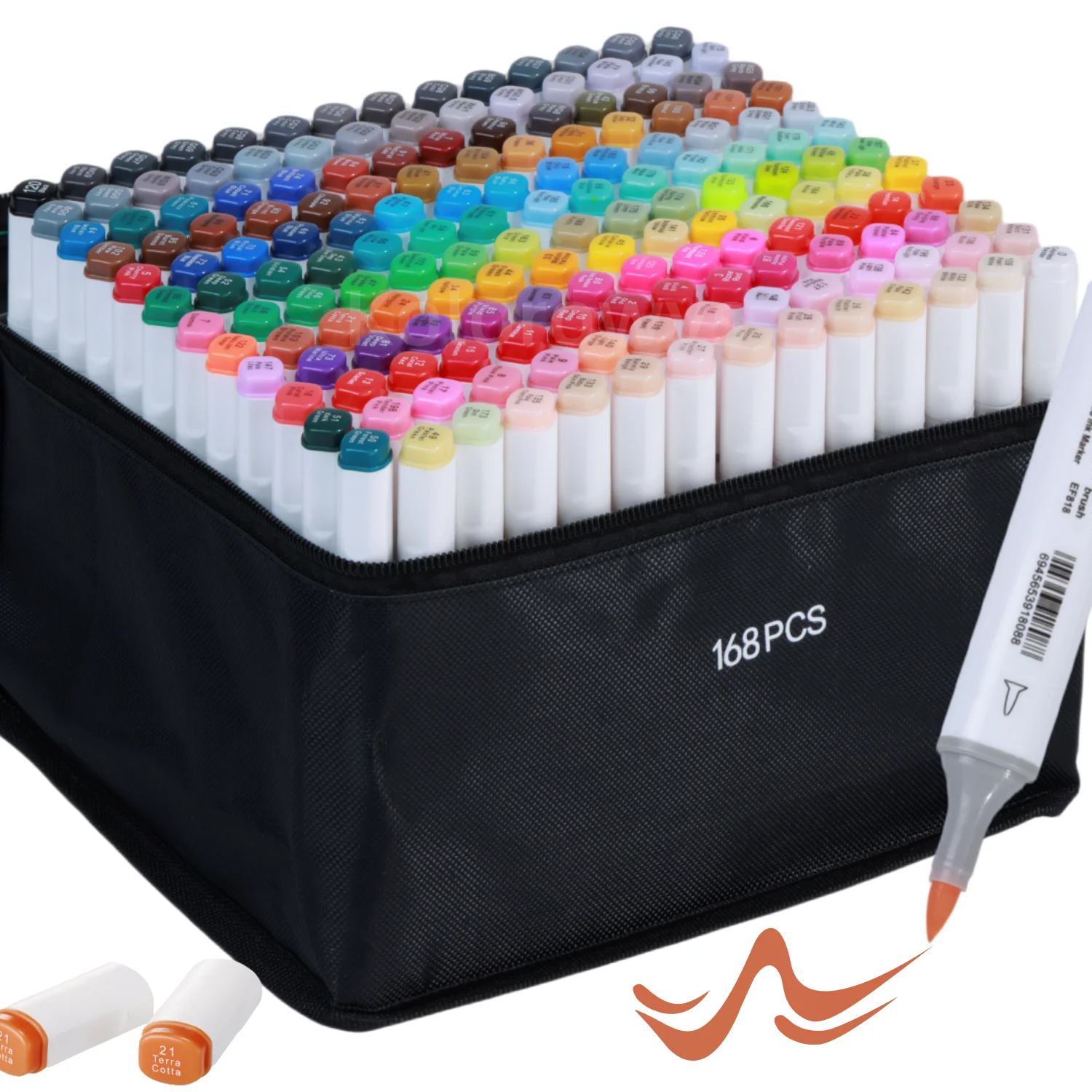 TOUCHNEW Alkoholmarker, weicher Pinsel, feine und Meißel-/Pinsel- und Meißel-Kunstmarker-Set mit zwei Spitzen für Erwachsene, Künstler, Zeichnen, Malen Image