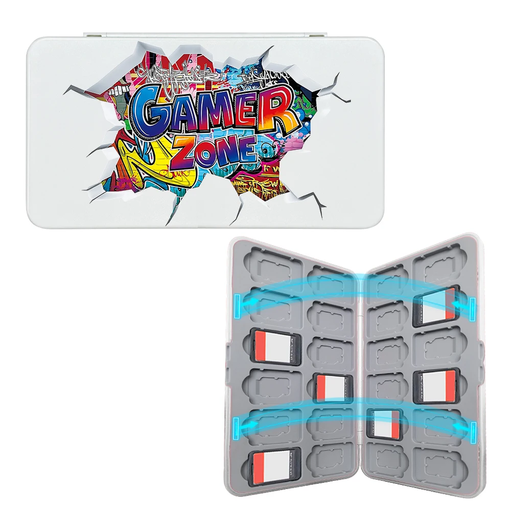 Aufbewahrungsbox für Spielkartenhalter, 24 Spielsteckplätze und 24 Micro-SD-Kartensteckplätze, geeignet für Schalter, Lite/OLED/ns Image