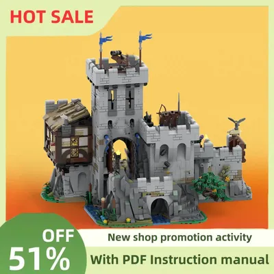 Neue 2775Pcs Moc Europäischen Mittelalterlichen Street View Black Falcon Halten Modell Bausteine Diy Image