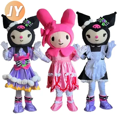 Kuromi Maskottchen Kostüm Pink Melody Cosplay Kostüm Anime Anzüge Geburtstag Halloween Party Image