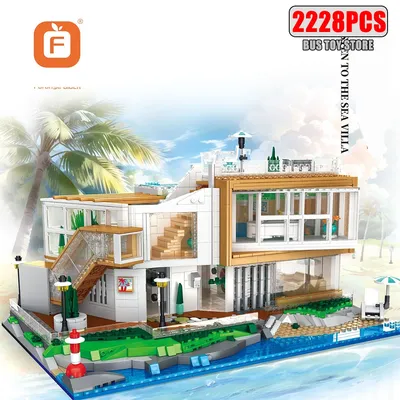 Stadt MOC Street View VillaConstruction Licht Haus Blöcke Ziegel Modell Spielzeug Simulation Image