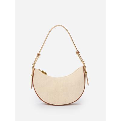 J.McLaughlin Women's Mezzaluna Handbag Khaki/Brown | Cotton/Leather