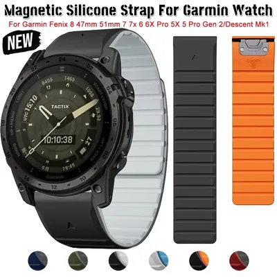 Magnetisches Silikonarmband für Garmin Fenix 8 47 mm 51 mm 7 7x6 6X Pro 5X 5Plus 22/26 mm Image